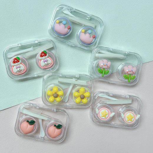 新款手工DIY可爱清新双联盒美瞳盒隐形眼镜盒 商品图0