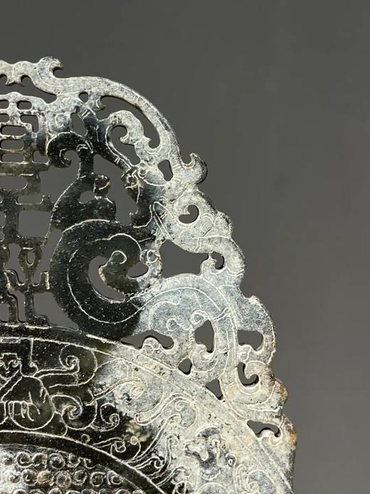 黑沁白玉镂雕双龙出廓龙虎穀纹壁，顺丰包邮 商品图11