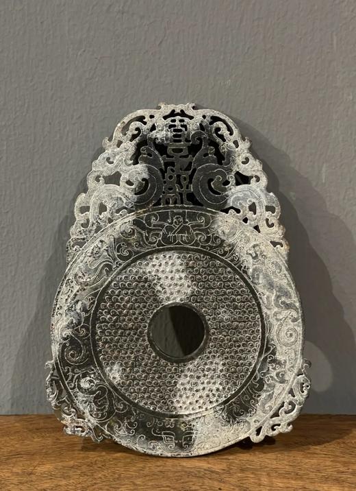 黑沁白玉镂雕双龙出廓龙虎穀纹壁，顺丰包邮 商品图5