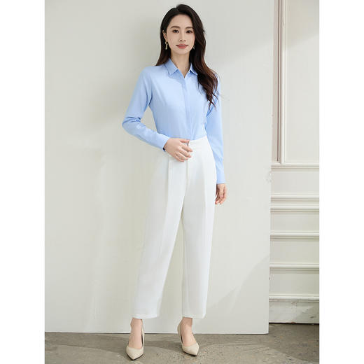 【微弹易打理】罗蒙女士长袖衬衫简约纯色职业上班商务百搭衬衣上衣女 商品图9