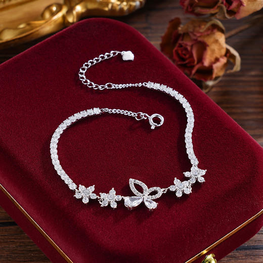 子佩集S925银【摘芳遇蝶】手链【YS01289】纯银时尚锆石蝴蝶花朵2503 商品图4