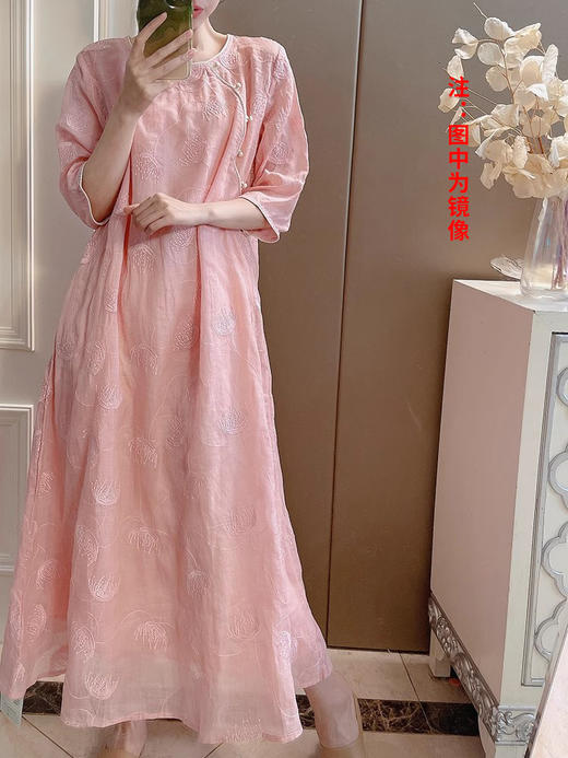 裁缝学苑AQ444连衣裙纸样女装禅意盘扣中长款复古棉麻长裙子样板 商品图4