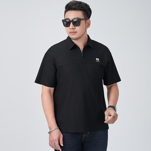 【DMH】大依优型大码拉链短袖POLO衫大码男装夏季简约百搭休闲翻领半袖透气上衣男士 商品图2