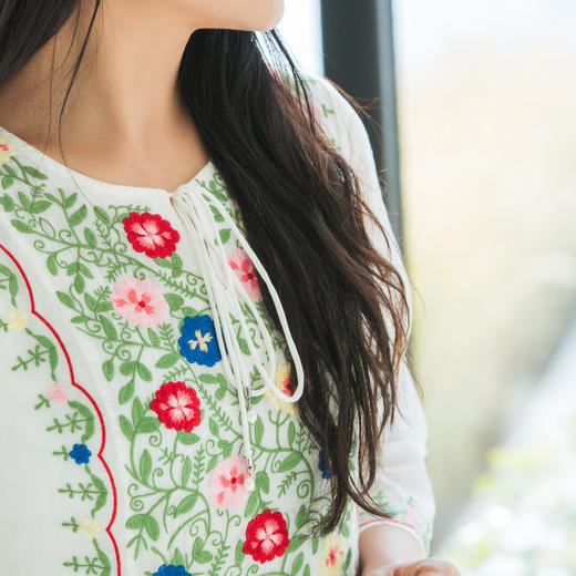 【林栖设计小店】【现货】婴儿棉亲子款连衣裙墨西哥刺绣宽松2025夏季新品童装连衣裙女1952059 商品图6