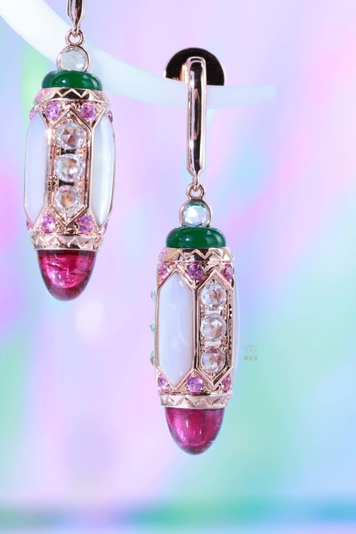 【莲灯高照】撞色碧玺耳坠-CB12502050 商品图6