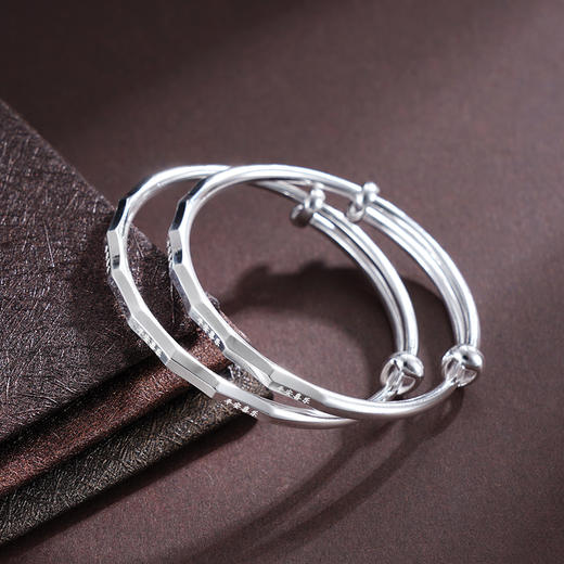 子佩集S999银【平安喜悦】童镯【TZ000769-1】纯银儿童平安喜乐2503 商品图3