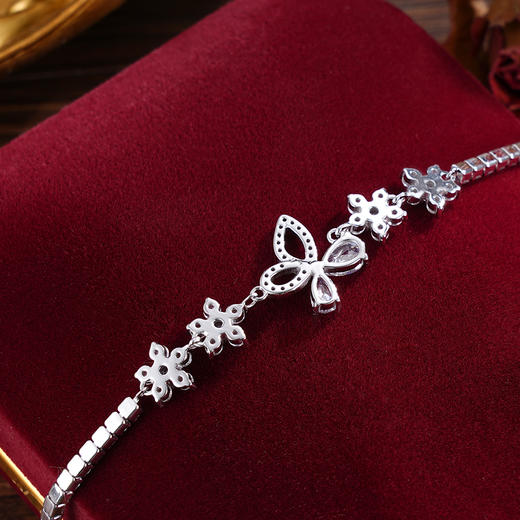 子佩集S925银【摘芳遇蝶】手链【YS01289】纯银时尚锆石蝴蝶花朵2503 商品图5