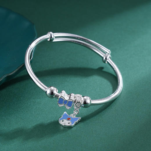 子佩集S999银【甜蜜米宝】童镯【TZ000883】纯银儿童蓝色笑脸蝴蝶结2503 商品图4