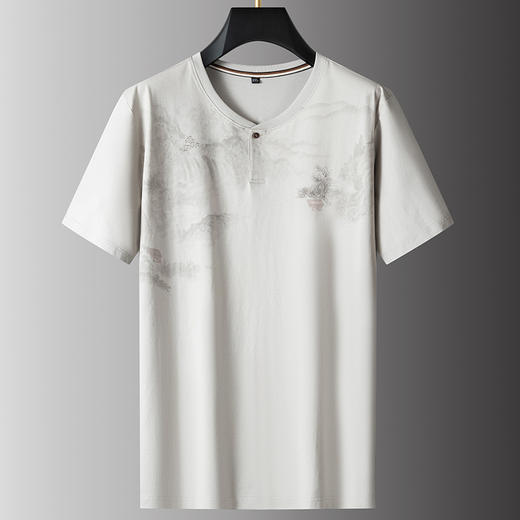 【棉质】【DPS】大依优型大码男装短袖T恤山水印花棉质半袖体恤加肥加大上衣夏季肥佬休闲胖子男士 商品图5