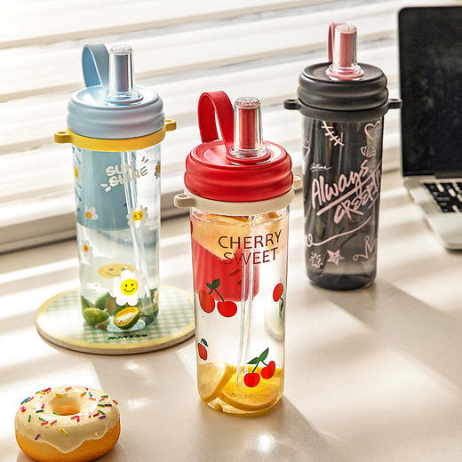 摩登主妇运动水杯女夏日tritan食品级塑料杯外出便携学生上学杯子 商品图2