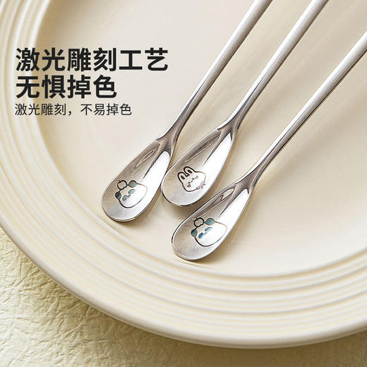 摩登主妇316L不锈钢咖啡勺长柄搅拌勺精致蜂蜜勺杯子用迷你小勺子 商品图3