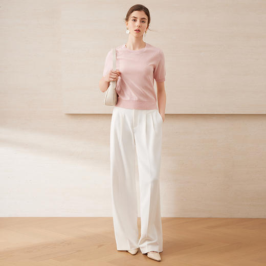 【金葱混纺短袖针织衫】EITIE爱特爱舒适柔软百搭显瘦2025夏新款B2501602 商品图3