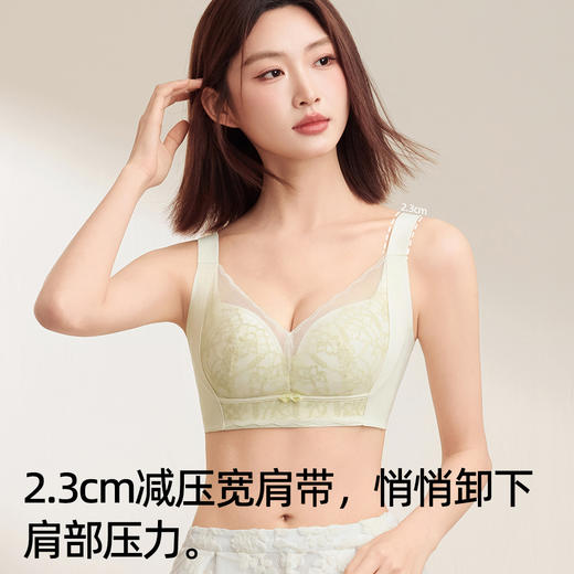 熳洁儿 大胸显小文胸聚拢提拉轻薄无钢圈内衣睫毛蕾丝云感棉25261508 商品图8