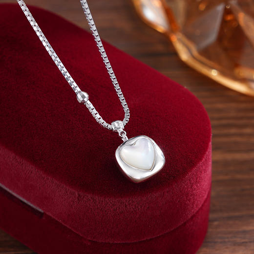子佩集S925银【柔恋心曲】套链【FYL-1345】纯银项链时尚爱心贝母2503 商品图2