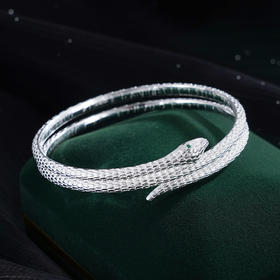 子佩集S999银【蛇来运转】手镯【SZ008830】纯银手镯灵蛇三圈2503