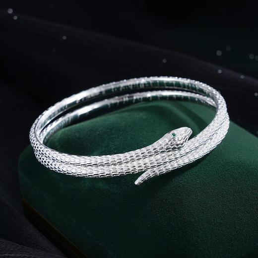 子佩集S999银【蛇来运转】手镯【SZ008830】纯银手镯灵蛇三圈2503 商品图1
