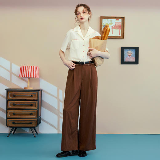 两三事梵高文艺 飓影利刃 2025夏季新款复古绣边装饰直筒休闲裤女 商品图2