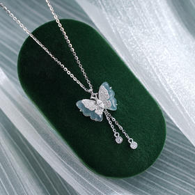 子佩集S925银【蝴蝶之夏】套链【YL-7270】纯银项链时尚翡翠蝴蝶项链2503