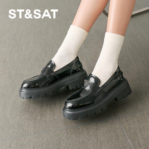 【精选牛皮】星期六英伦风松糕厚底乐福SSD1111B09 商品图2