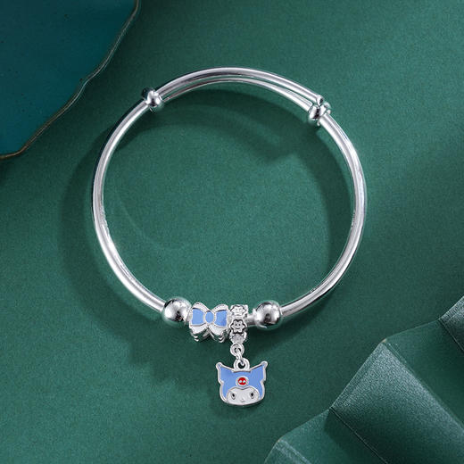 子佩集S999银【甜蜜米宝】童镯【TZ000883】纯银儿童蓝色笑脸蝴蝶结2503 商品图3