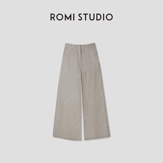 ROMI STUDIO“清凉夏日”100%雨露麻高腰直筒下摆流苏阔腿裤K3827 商品图1