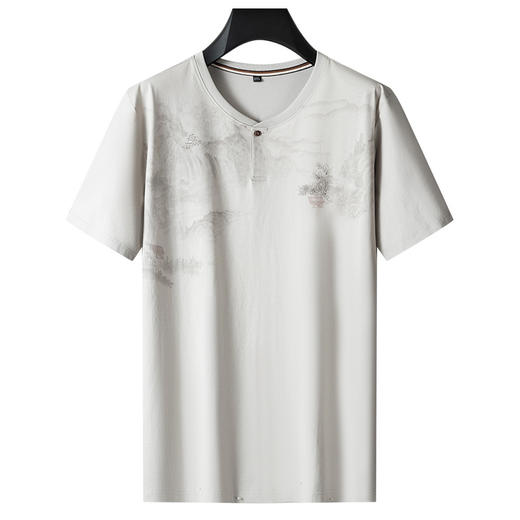 【棉质】【DPS】大依优型大码男装短袖T恤山水印花棉质半袖体恤加肥加大上衣夏季肥佬休闲胖子男士 商品图4