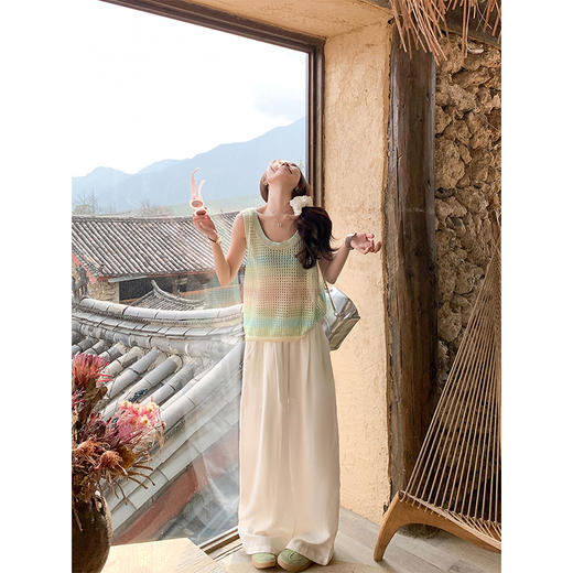 <曾小咸推荐>3.26现货秒杀 ！微信超特价！彩色镂空针织背心 日常119.99 立减60 秒杀59.99！！米色慵懒山本裤 秒杀69.99！ 商品图3