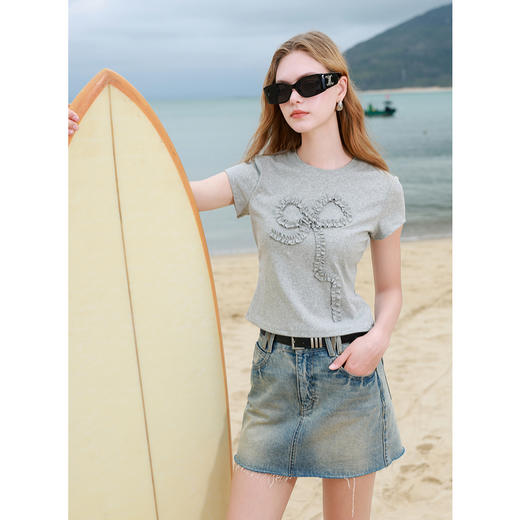 三彩独醒2025夏季新款牛仔裙半身裙高腰包臀修身毛边短款甜酷F 商品图1