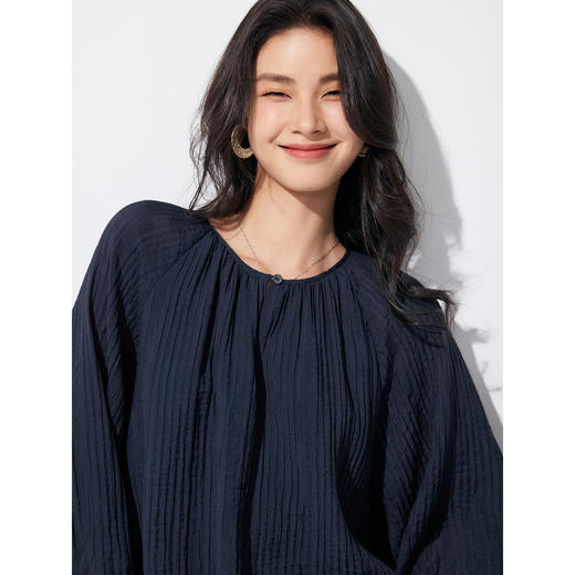 棉仓352604035-初棉休闲灯笼袖衬衫 商品图2