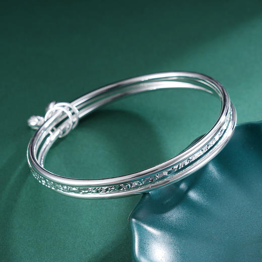 子佩集S999银【两世欢喜】手镯【SZ008937】纯银手镯碎冰冰莲蓬三个圈2503 商品图4
