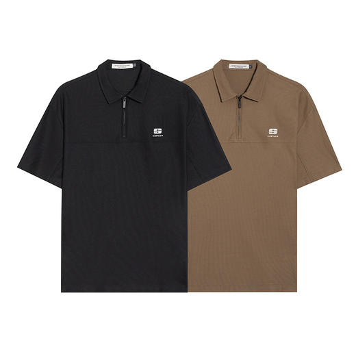 【DMH】大依优型大码拉链短袖POLO衫大码男装夏季简约百搭休闲翻领半袖透气上衣男士 商品图4