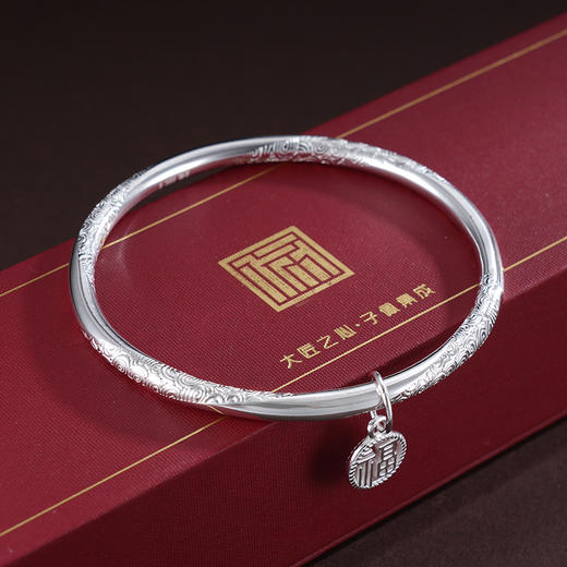 子佩集S999银【福泽水韵】手镯【WZ003606】纯银手镯福字闭口2503 商品图5