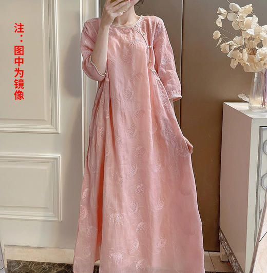 裁缝学苑AQ444连衣裙纸样女装禅意盘扣中长款复古棉麻长裙子样板 商品图1