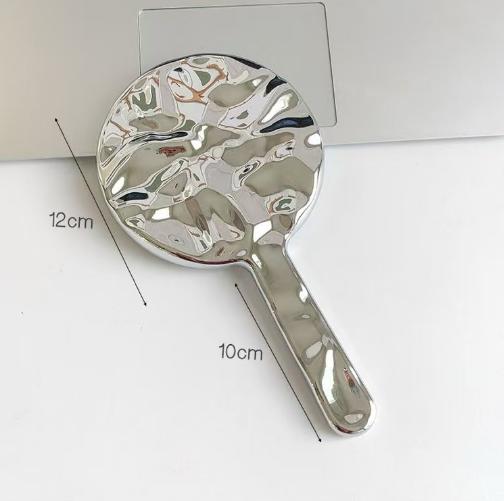 （文创）手持化妆镜波纹银原形12cm+柄长10cmJS（任亿果） 商品图0