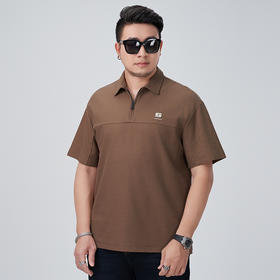 【DMH】大依优型大码拉链短袖POLO衫大码男装夏季简约百搭休闲翻领半袖透气上衣男士