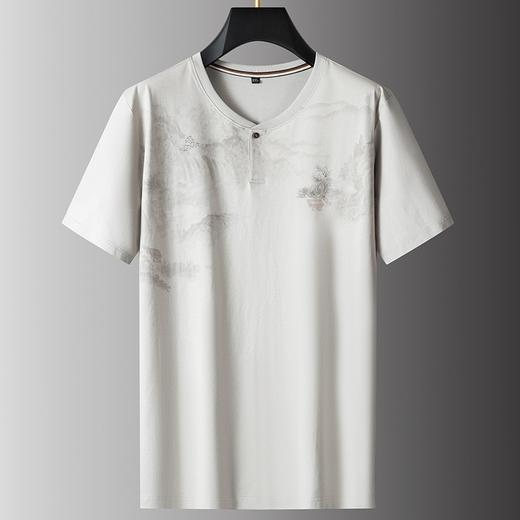 【棉质】【DPS】大依优型大码男装短袖T恤山水印花棉质半袖体恤加肥加大上衣夏季肥佬休闲胖子男士 商品图0