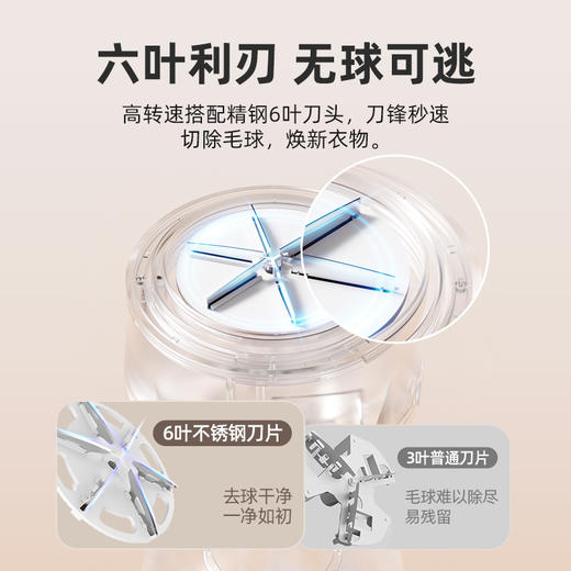 【毛球探灯 吸剃一体】坂田釜作毛球修剪器 6叶刀头 强劲动力 三档可调 去球干净不伤衣 一扫剔净 平滑顺手 充电/带线二合一 可拆卸毛球仓 易清洗 商品图1