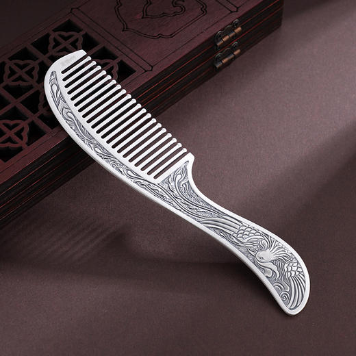 子佩集S999银【龙福悦动】梳子【BX0320095-1】纯银梳子龙凤2503 商品图1