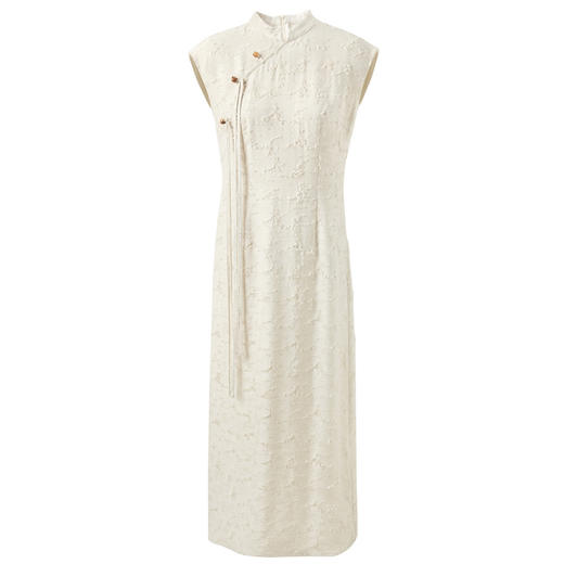 三彩【茶烟花影】2025夏季新款新中式旗袍裙剪花飘带连衣裙长裙C 商品图4