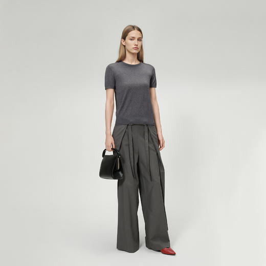 ROMI STUDIO“复古优雅”100%牛皮复古黑金顶部手柄手提包 24SSB217 商品图1