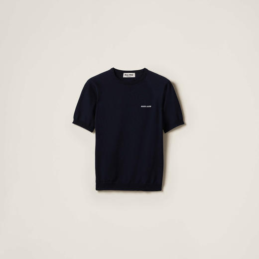 MIU-S 徽标插肩羊毛短袖. 商品图0