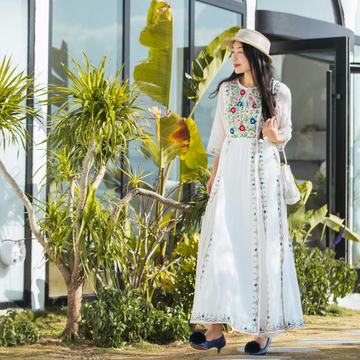 【林栖设计小店】【现货】婴儿棉亲子款连衣裙墨西哥刺绣宽松2025夏季新品童装连衣裙女1952059 商品图0