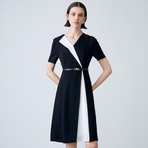 EITIE爱特爱夏新款气质大方通勤撞色收腰显瘦连衣裙7807517 商品图2