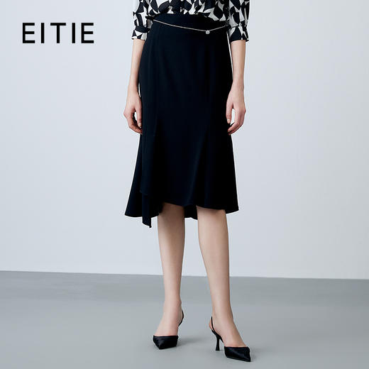 EITIE爱特爱夏新款设计感时尚不规则a字显瘦半身裙7806507 商品图0