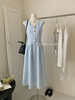 【GZ】无忧购洋气奶蓝小香感气质收腰a字连衣裙6771-5#（截单后7天发货) 商品缩略图11
