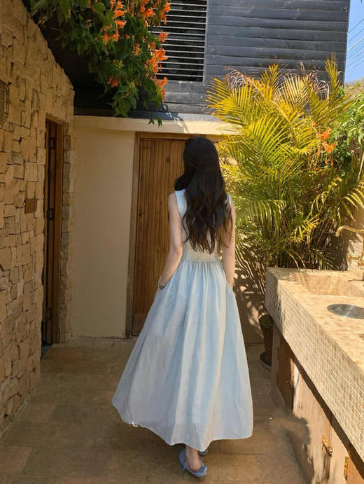 【GZ】无忧购洋气奶蓝小香感气质收腰a字连衣裙6771-5#（截单后7天发货) 商品图7