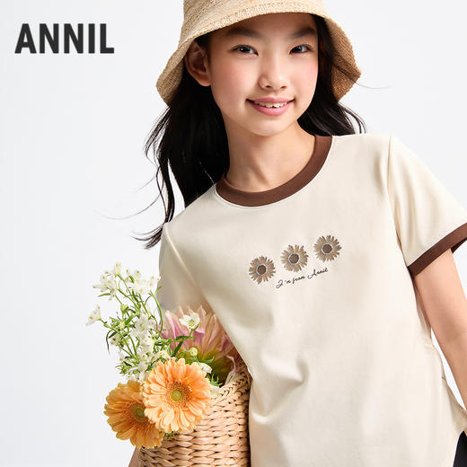 女童圆领短袖针织衫夏季新款安奈儿童装EG521147 商品图2