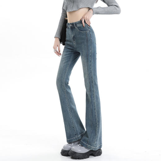 西遇显瘦修身微喇裤女春季新款高腰美式休闲小个子牛仔裤SS150011 商品图1