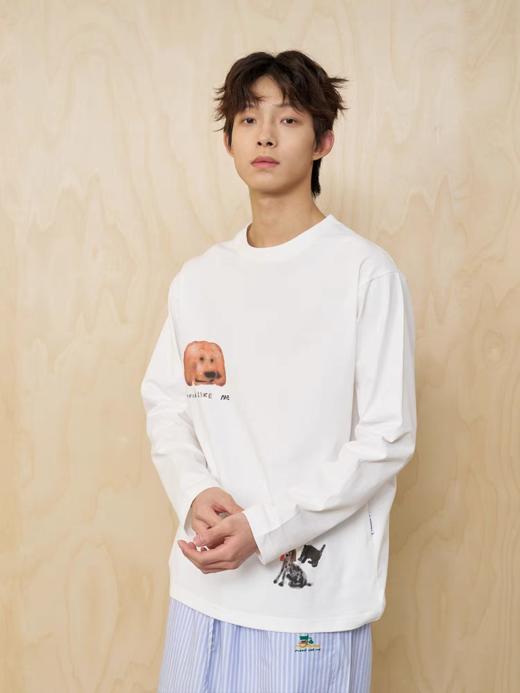 MoodLikeMe/MTX2507/水彩画小狗印花长袖T恤 商品图2