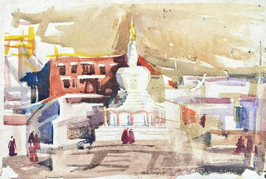 艺术家龚玉展览作品 “白塔” 装饰画 客厅书房 醍醐《高顶澄烟霞》上海个展 商品图0